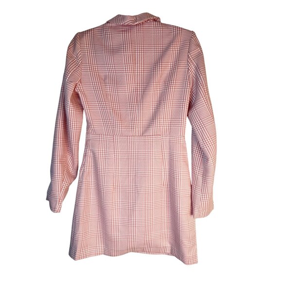 NWT Choosy 2 Pink Plaid Long Sleeve Blazer Dress Deep V Neckline - Picture 2 of 14